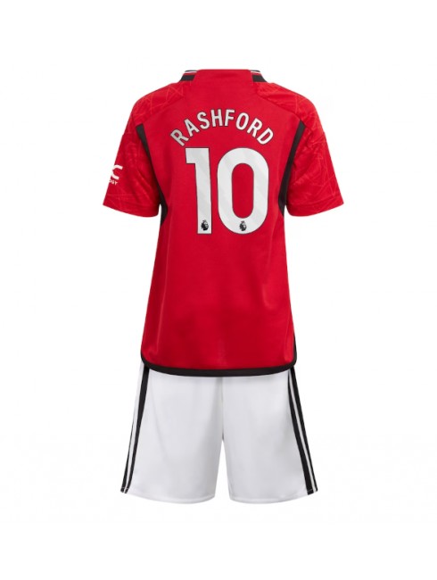 Billige Manchester United Marcus Rashford #10 Hjemmedraktsett Barn 2023-24 Kortermet (+ Korte bukser)